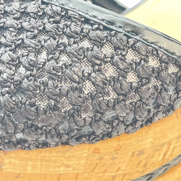 Marvin K Italian Black Wedge Heels ‘Bianca’ Mesh Cork High Heel Sandals | Size 8 - Picture 7 of 13